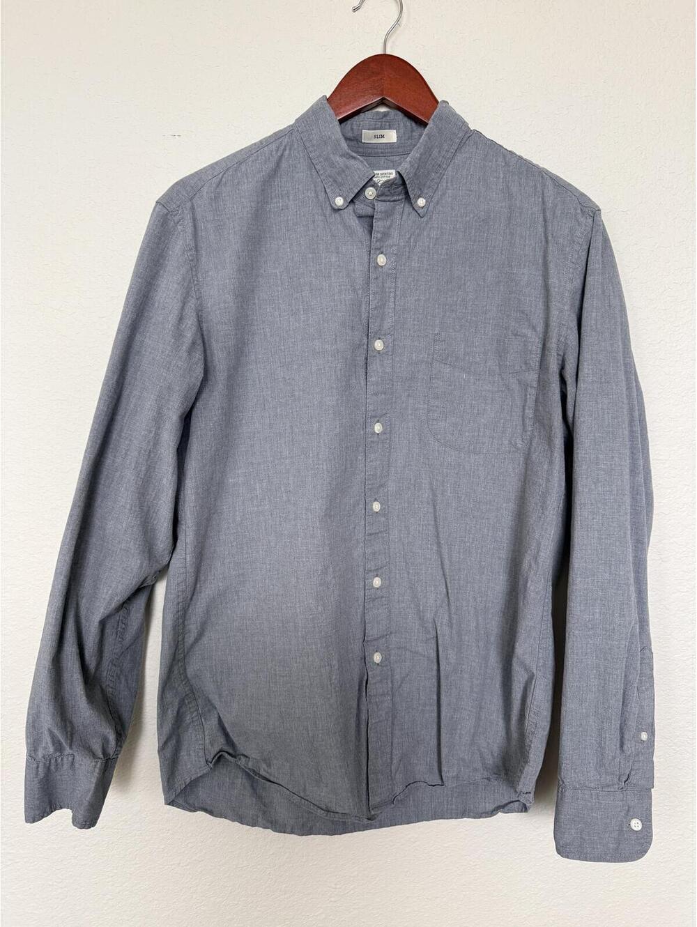 J.Crew Men’s Medium Slim Secret Wash Gray Button Down Shirt